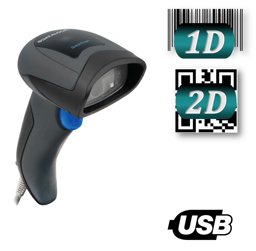 Datalogic QuickScan QD2430 2D vonalkódolvasó USB KIT állvánnyal